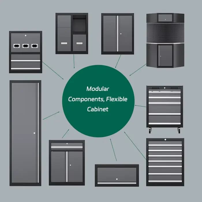 Armoire à outils modulaire avec établi pour garage et atelier