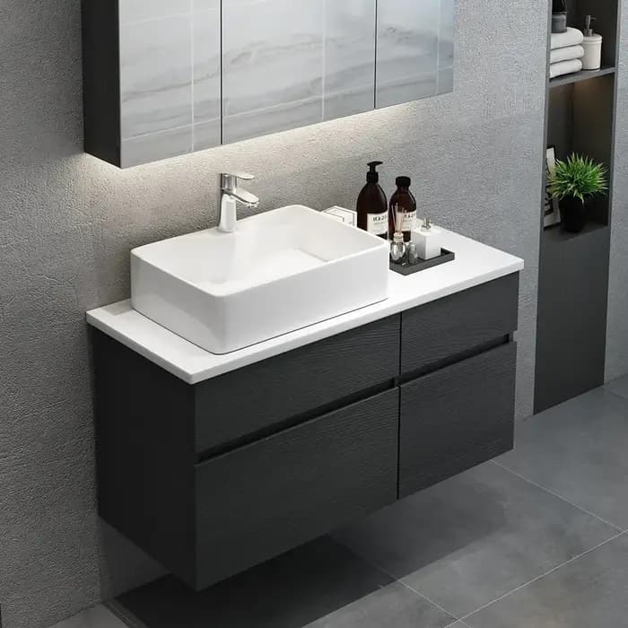 Meuble de salle de bains en marbre de chêne blanc