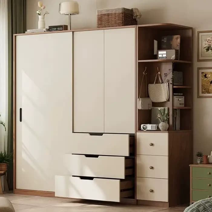 Armoire de rangement coulissante mobile de style rétro français