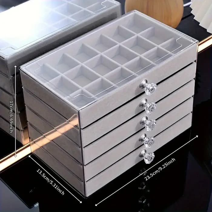 Boîte de rangement de bijoux en acrylique anti-poussière à 7 niveaux nouvellement améliorée