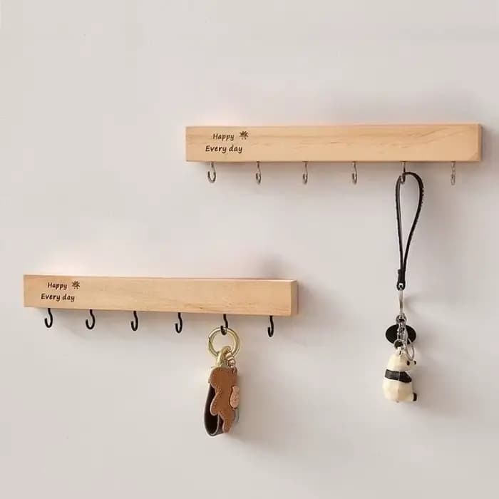 Stockage de clés mural pour entrée-support à crochets percés en bois massif