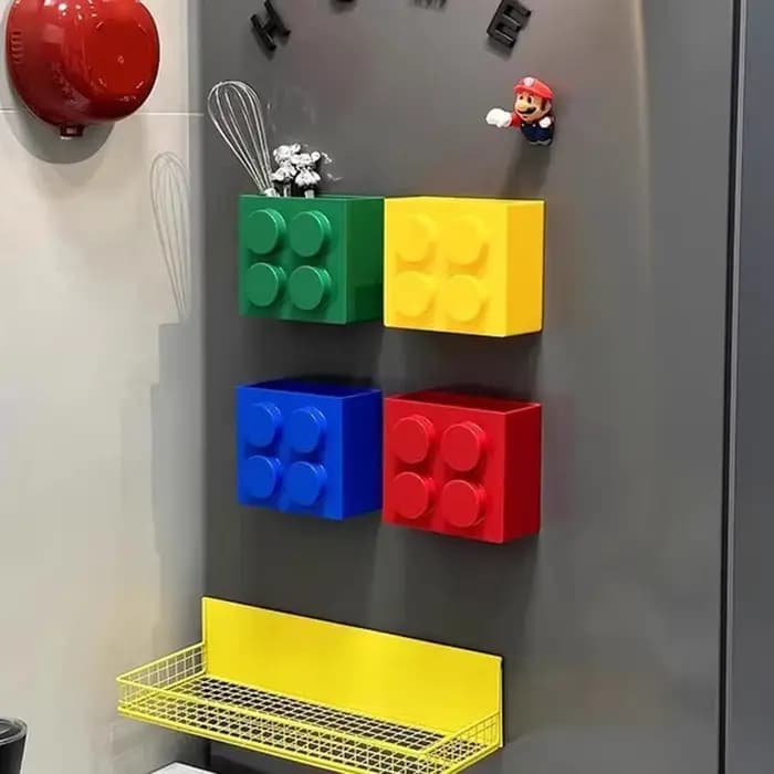 Boîte de rangement magnétique pour blocs de construction