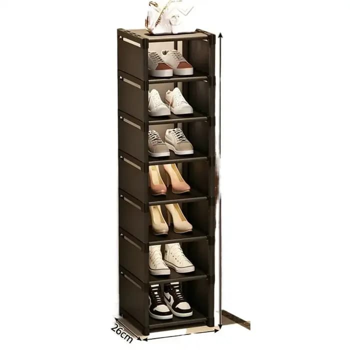 Étagère à chaussures empilable noire à 8 niveaux