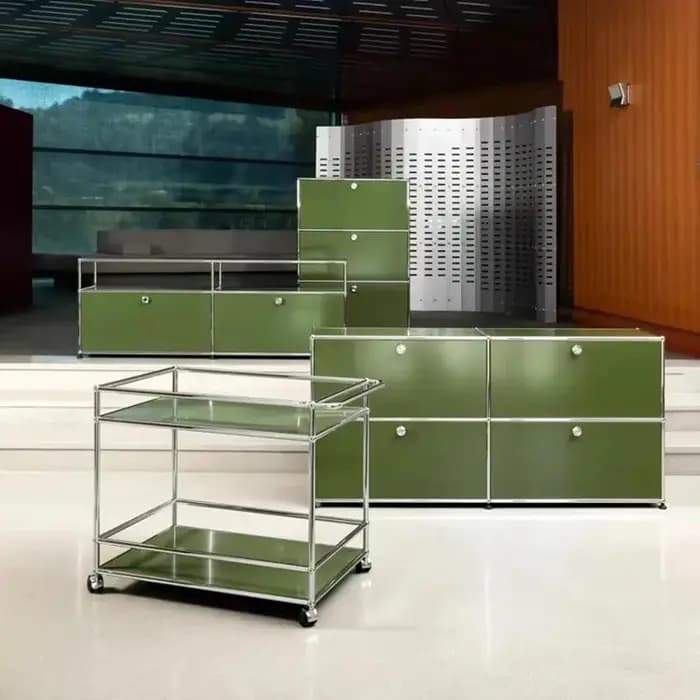 Meubles de rangement modernes modulaires à structure métallique pour salon et bureau