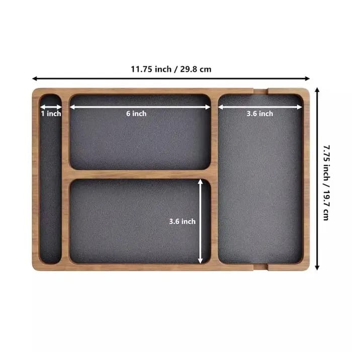 Boîte de rangement de bureau en bois massif avec compartiments