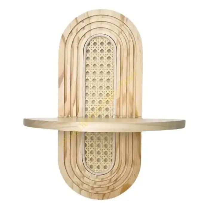 Décorts muraux d'étagère en bois naturel avec rack rangement rangement suspendu accent accent Rattan