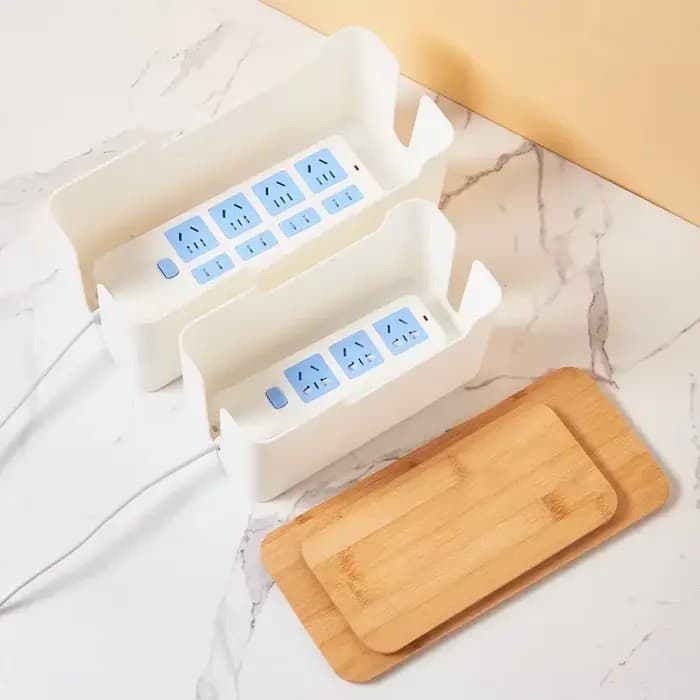 Boîte de rangement en bois pour câbles de bureau