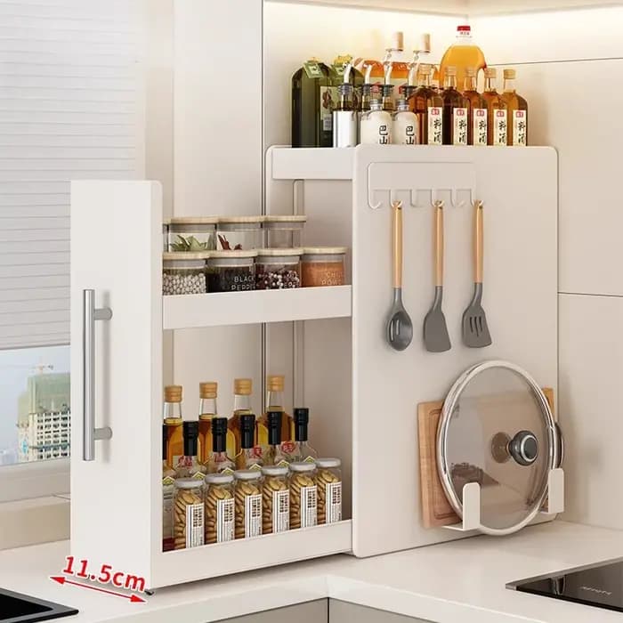 Étagère à épices extractible pour comptoir de cuisine étroit