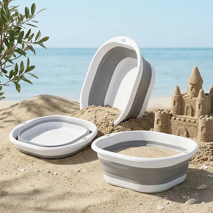 1 seau à eau pliable - Utilisé pour ranger le linge et les serviettes de bain. Conception portable adaptée à l'utilisation dans les éviers de cuisine des camping-cars en voyage