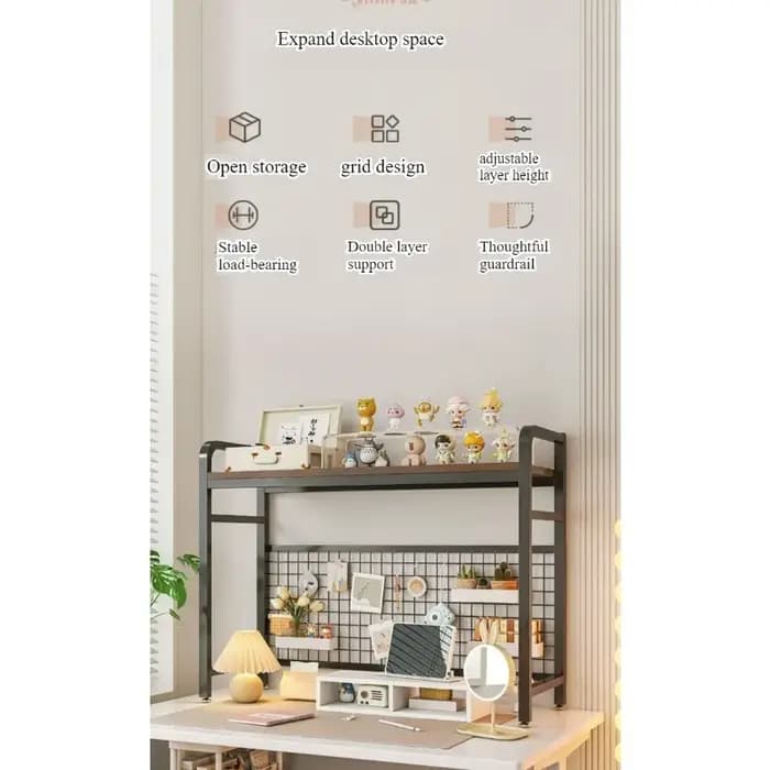 Étagère de bureau en grille, étagère de rangement pour ordinateur, étagère à fleurs, étagère de table en fer forgé