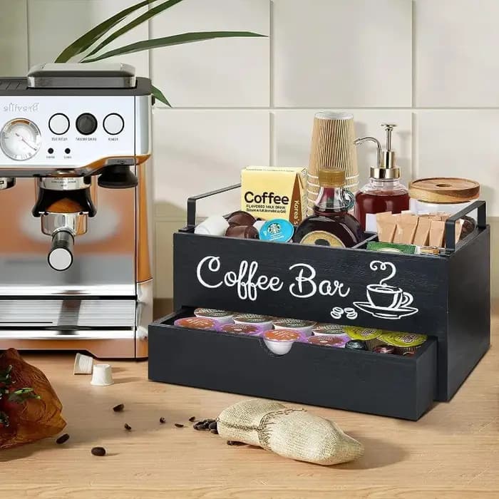Boîte de rangement de capsules de café en bois