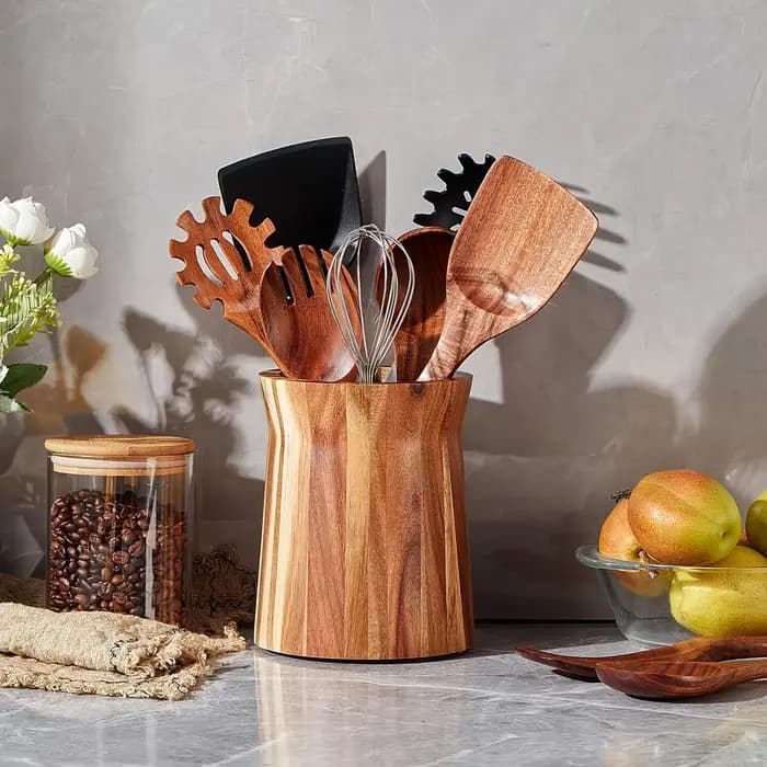 Organisateur de cuisine en bois naturel