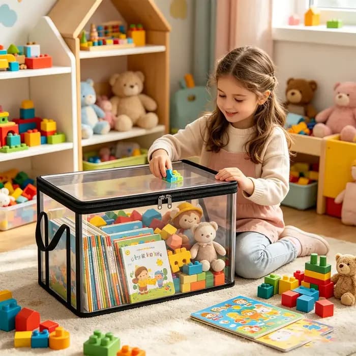 Boîte de rangement transparente empilable grande capacité pour livres