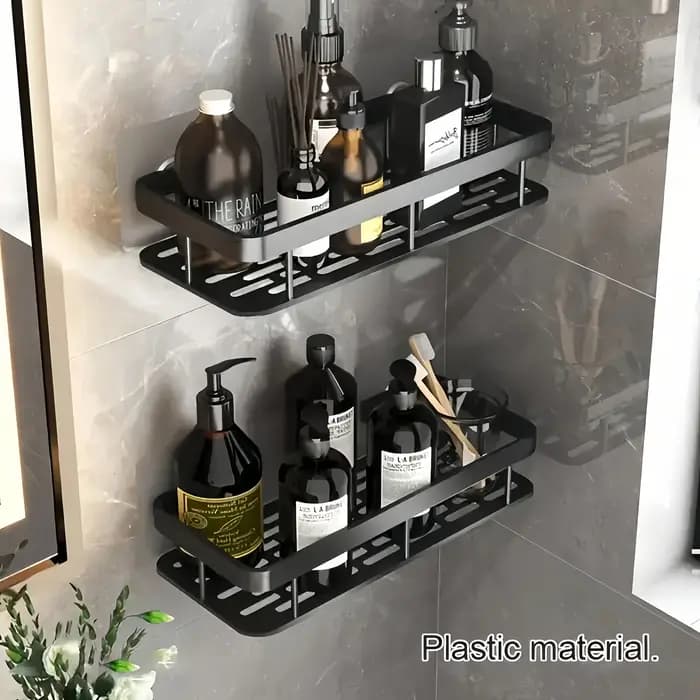 Étagère murale de salle de bain en plastique avec crochets
