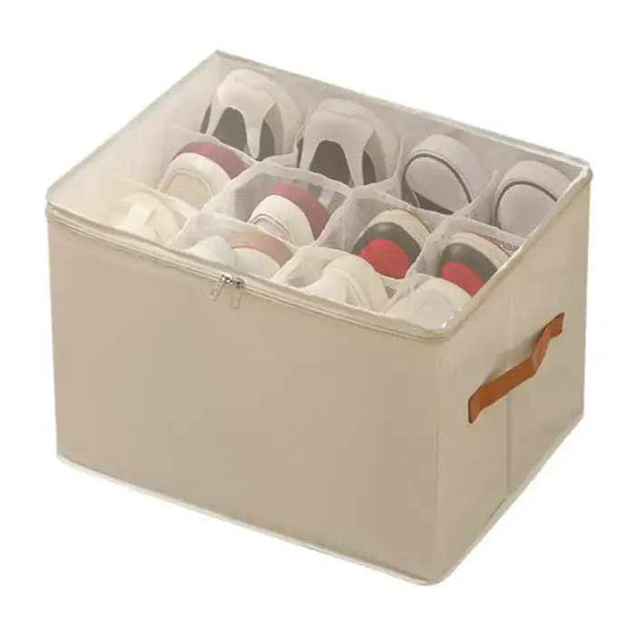 Boîte de rangement multifonctionnelle pour chaussures, pliable en tissu avec couvercle, anti-poussiè