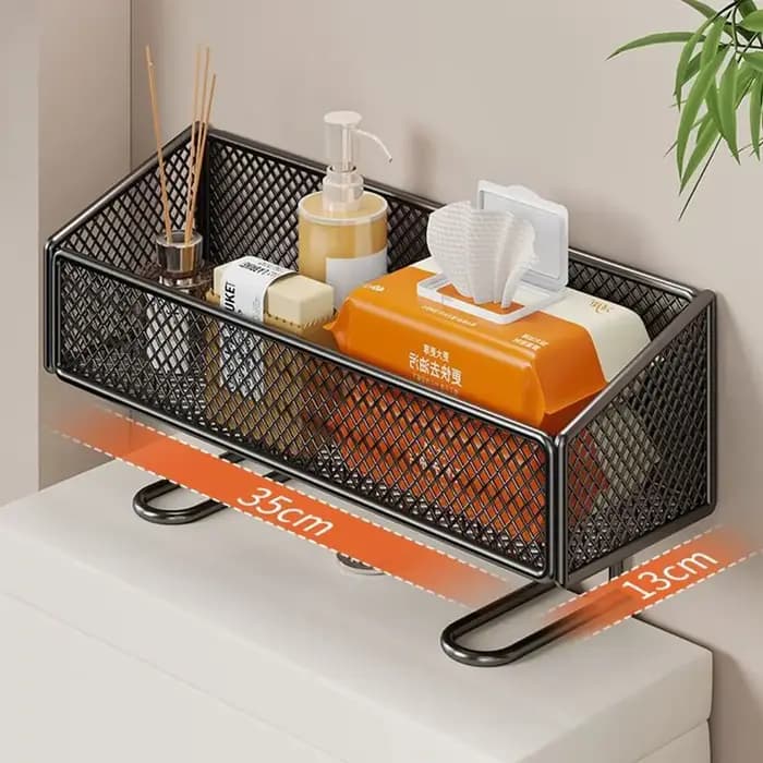Étagère de toilette multifonctionnelle en fer noir blanc