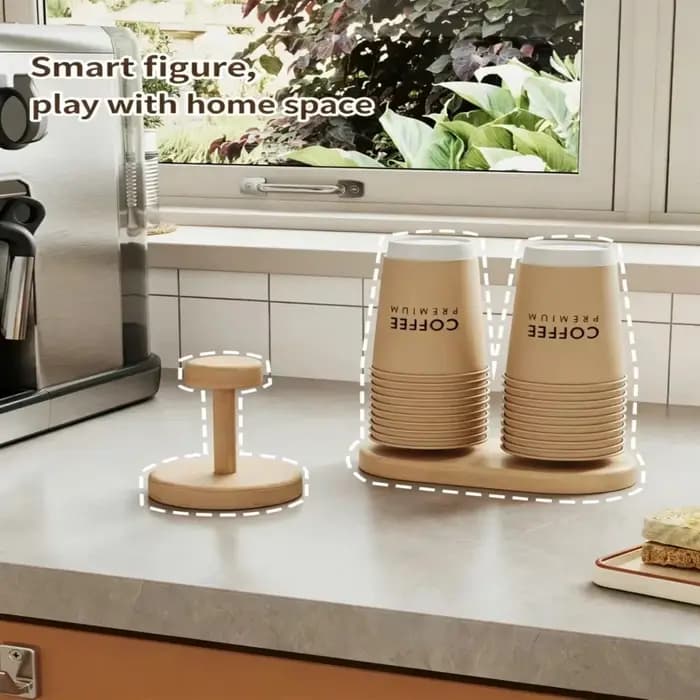 Un support de rangement en bois pour gobelets en papier à faire soi-même, armoire de rangement pour bar à café, comptoir, distributeur de gobelets en papier jetables, articles ménagers