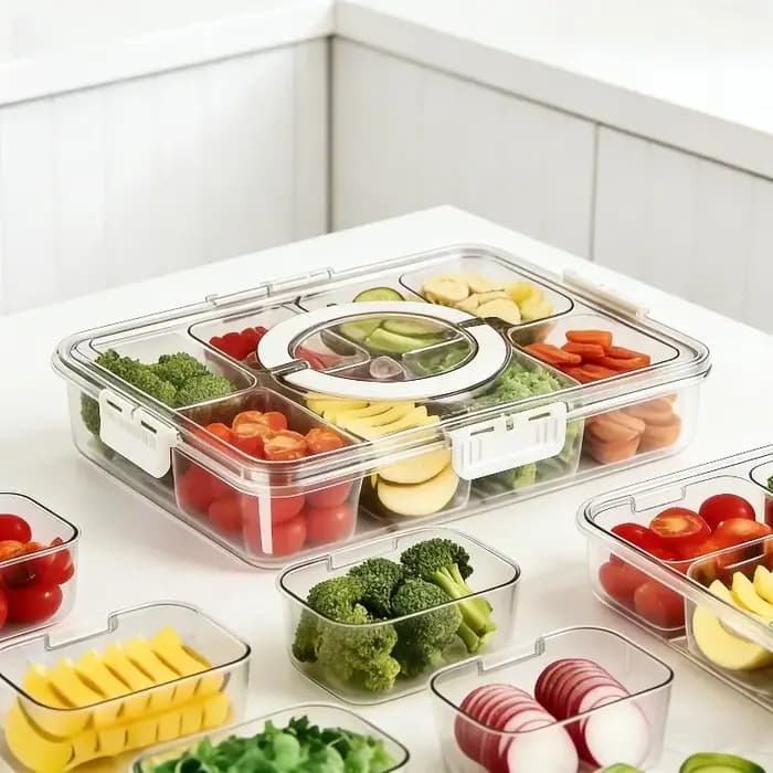 Boîte de rangement pour collations à 4/8 compartiments avec couvercle