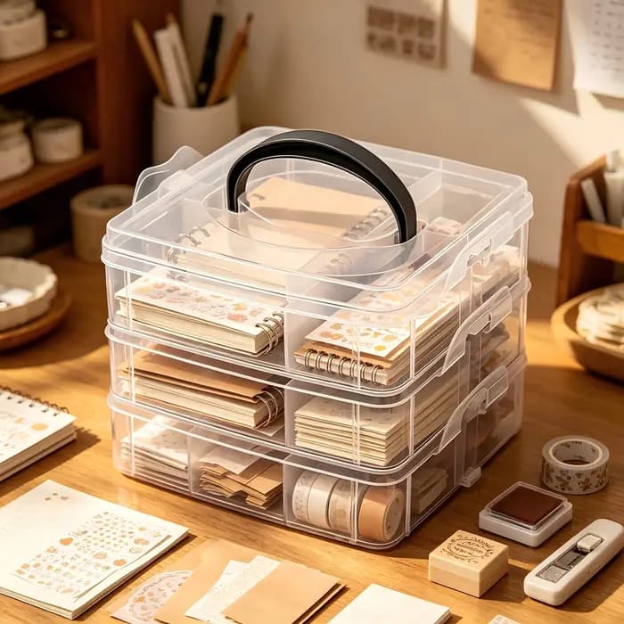 Boîte de rangement empilable à 3 niveaux pour scrapbooking – Idéale pour ranger les petits articles ménagers et les accessoires de bricolage