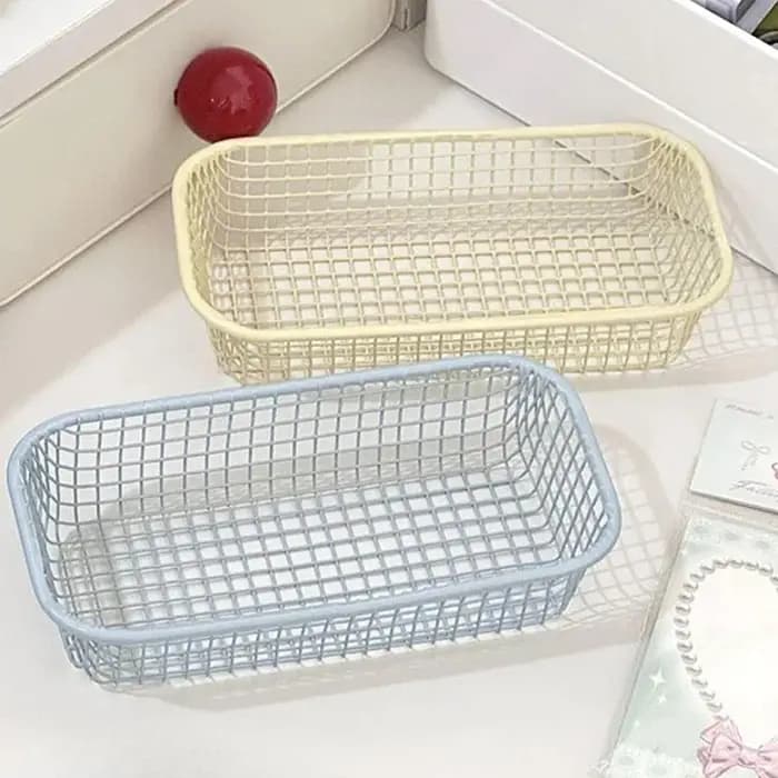 Panier de rangement de bureau INS, panier organisateur d'articles divers en métal, étui pour cartes photo, papeterie de bureau, fournitures pour la maison, support de tri de maquillage