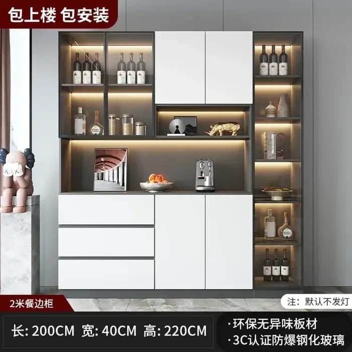 Buffet autoportant avec portes en verre et portes de proximité