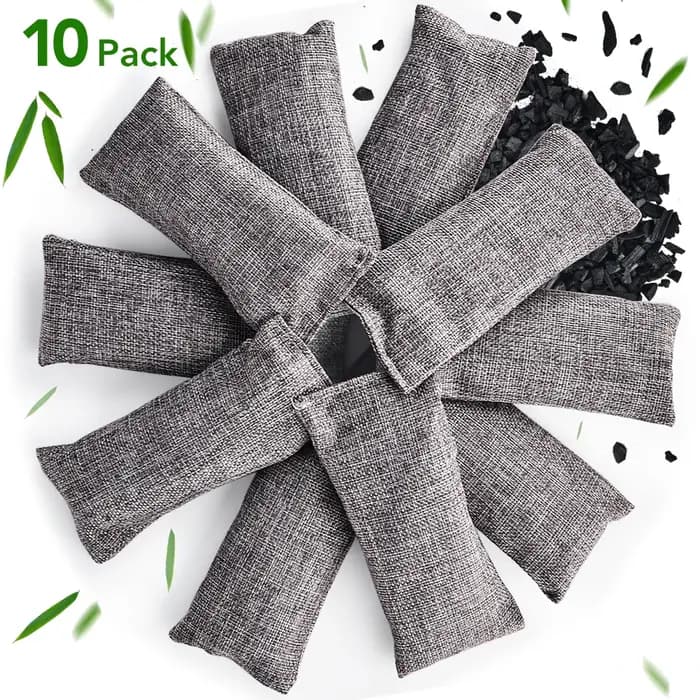 Sacs en charbon de bambou naturel, 10 pièces, purificateur d'air, charbon actif, absorbeur d'odeur,