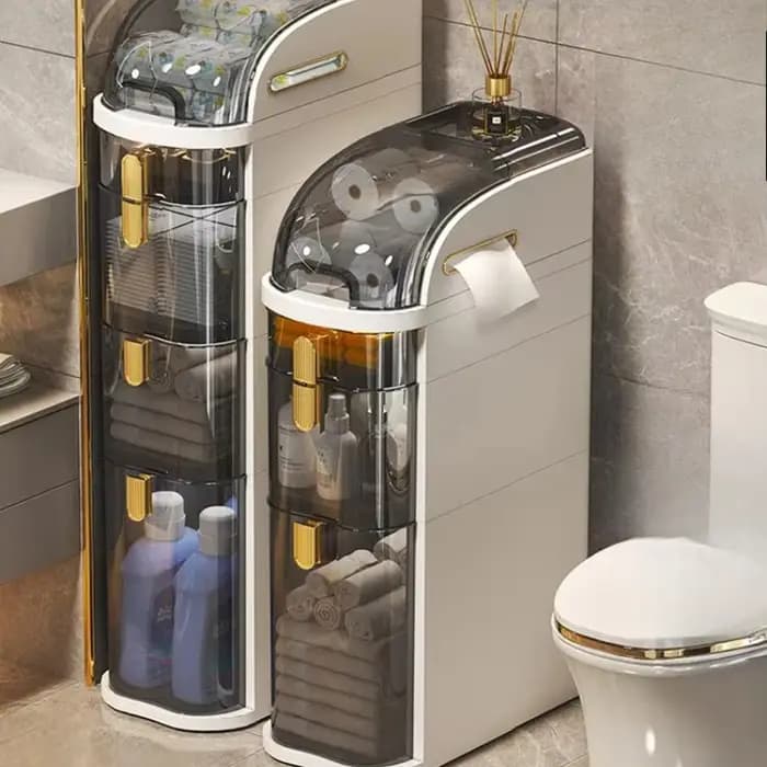 Armoire de rangement de salle de bain mince-armoire latérale compacte avec organisateur de toilette de type tiroir