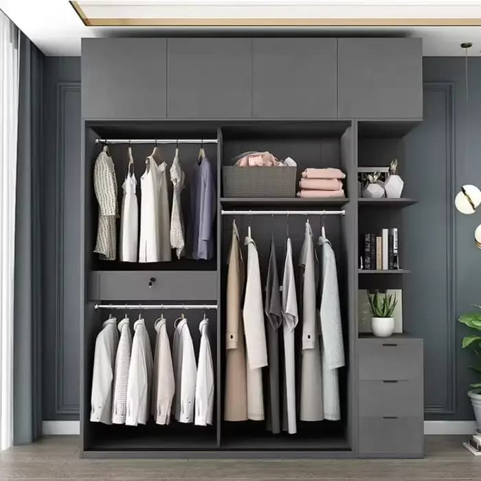 Armoire de chambre à coucher avec porte coulissante en verre