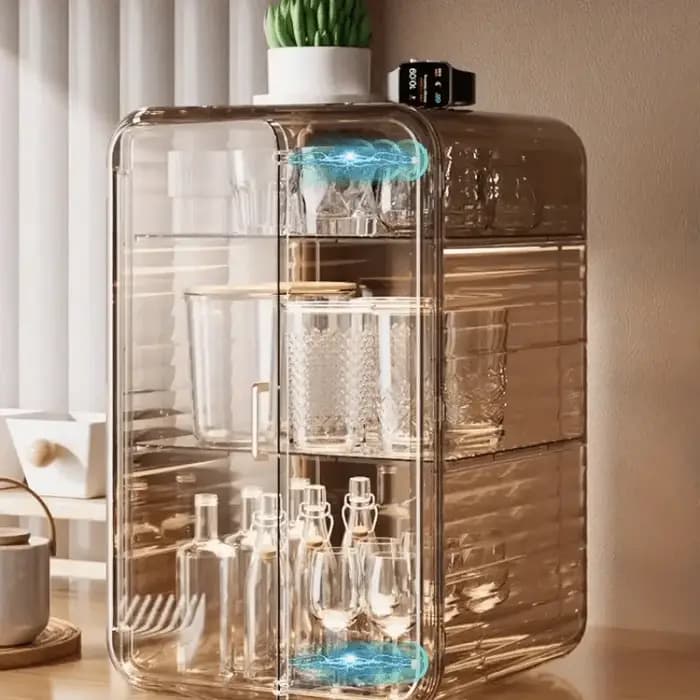 Boîte de rangement de maquillage multi-couches élégante avec couvercle magnétique et design anti-poussière — Convient