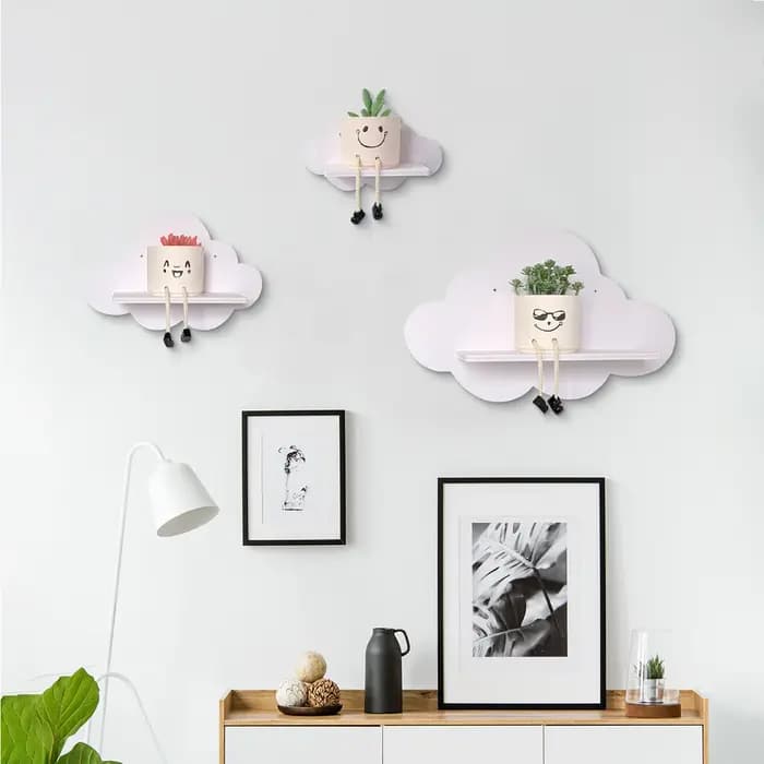 Ensemble de 3 étagères d'angle flottantes Beskadi Cloud