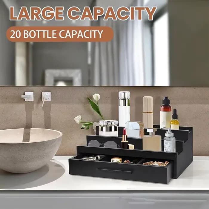 Nouveau porte-parfum organisateur support de parfum trois couches porte-parfum affichage de parfum organisateur de parfum noir avec tiroirs
