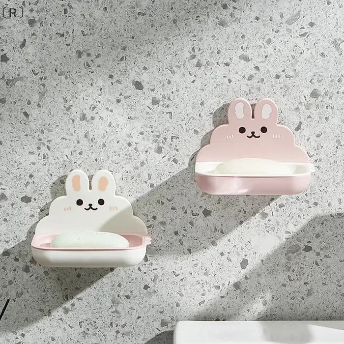 MaveraR mignon lapins savon support de la boîte mural sans poinçon Double couche vidange rapide savons mallette de