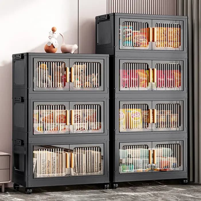 Armoire de rangement pliable transparente à Double porte