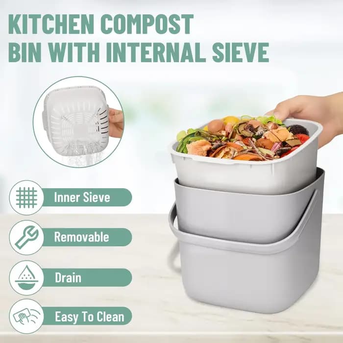 Poubelle à déchets organiques pour cuisine avec couvercle