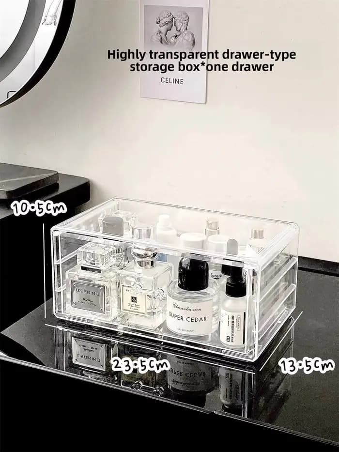 Boîte de rangement cosmétique de style tiroir pour bureau, anti-poussière, organisateur de pinceaux
