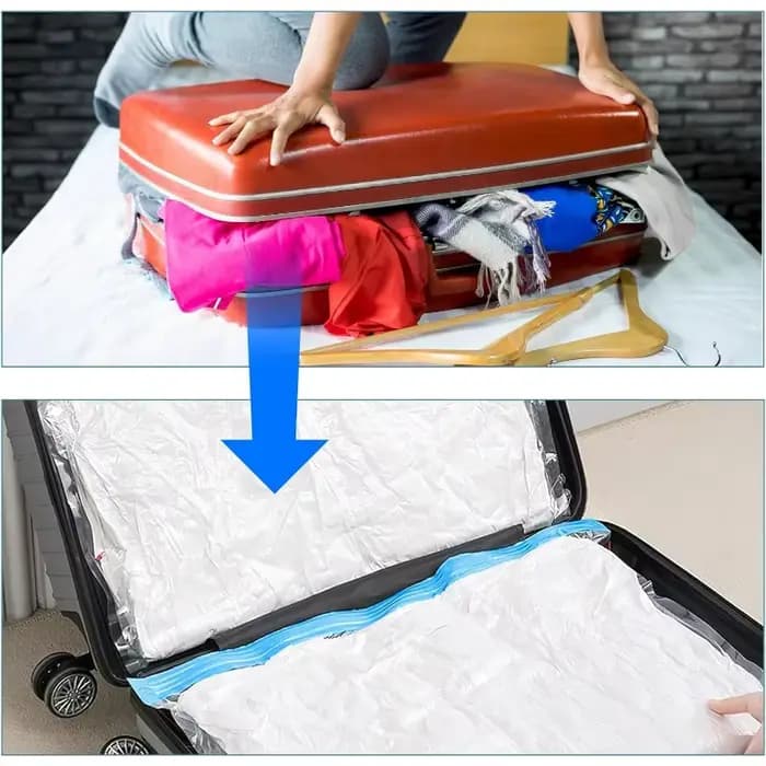 Lot de 2 sacs de rangement sous vide réutilisables