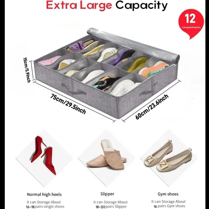 Boîte de rangement pour chaussures avec poignées renforcées pour sous le lit