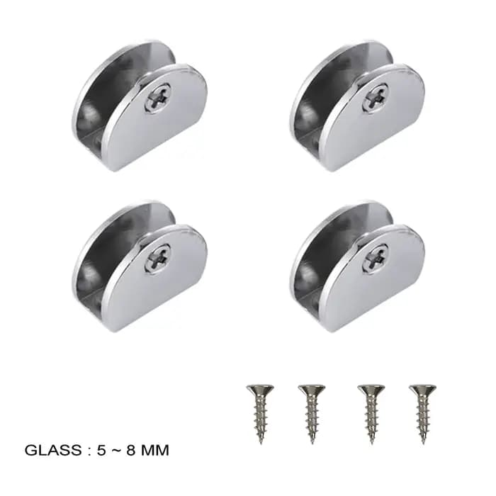Supports d'étagère en alliage de zinc chromé, 5-12 MM, pinces pour étagères en verre robustes, 4 piè
