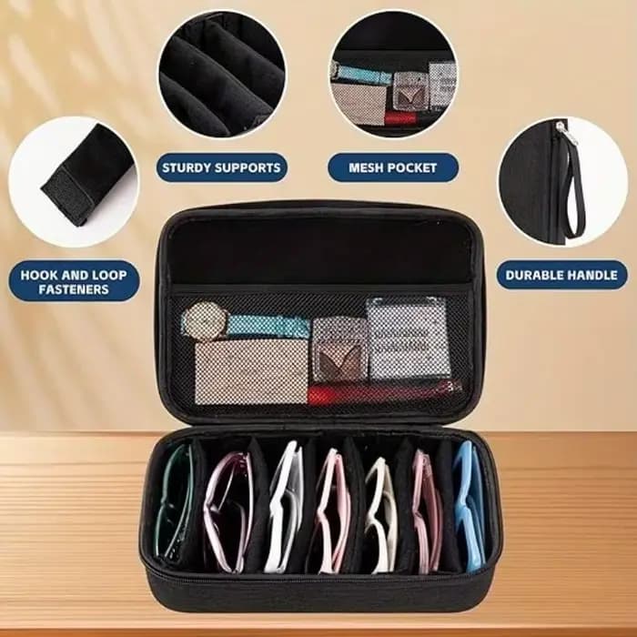 Boîte de rangement pour lunettes réglable à 6/7 compartiments | Organisateur