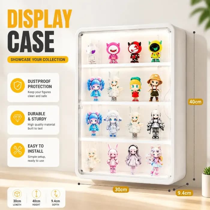 Armoire de rangement murale blanche anti-poussière à 4 niveaux