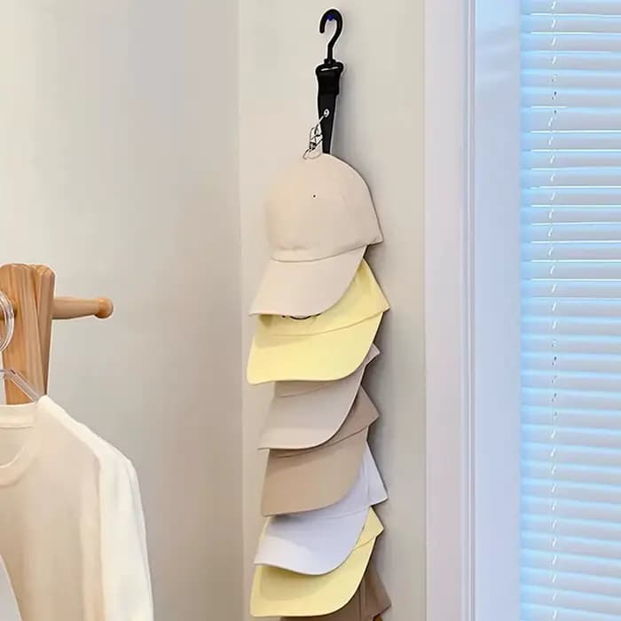 Organisateur de rangement pour casquettes de baseball avec huit pinces
