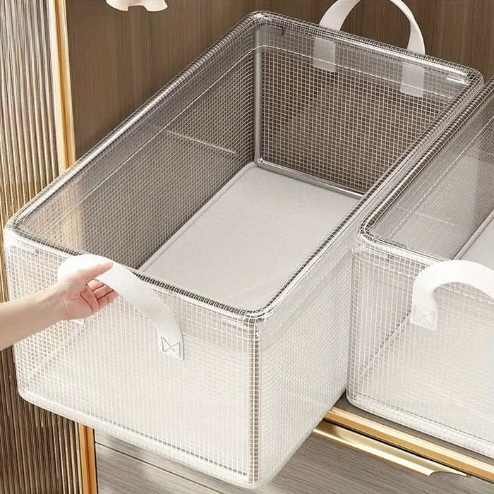 Paniers de rangement pliables en PVC transparent avec cadre en acier solide