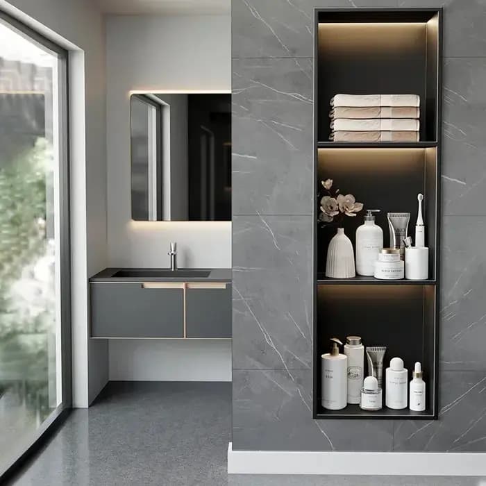 Étagère de salle de bain de Niche en acier inoxydable