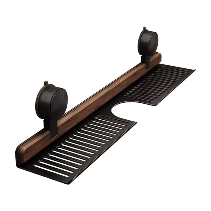 Étagère de salle de bain à ventouse en noyer, support de rangement robuste sur robinet, support d'év