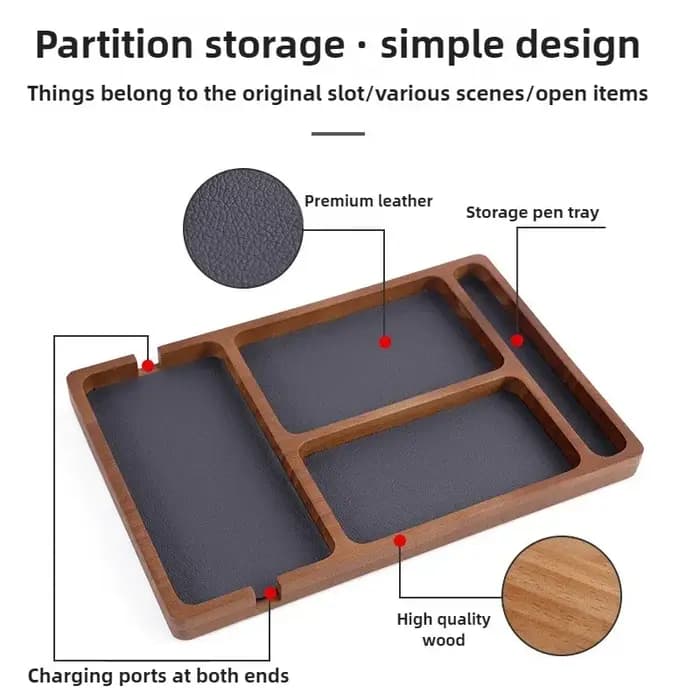 Boîte de rangement de bureau en bois avec grille