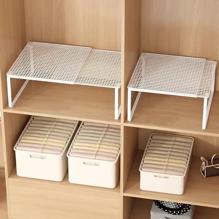Étagère de rangement télescopique pour placard - Organisateur extensible sans perçage en acier au carbone pour armoire