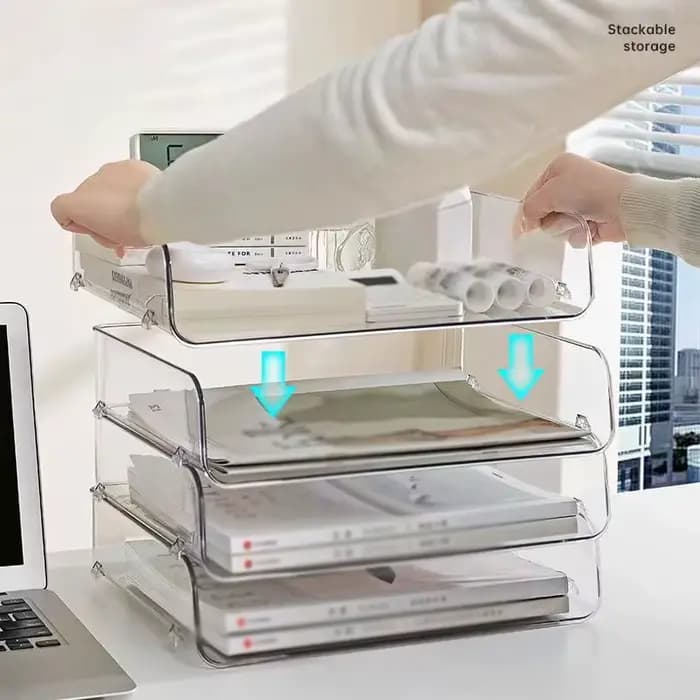 Boîte de rangement empilable pour fichier de bureau
