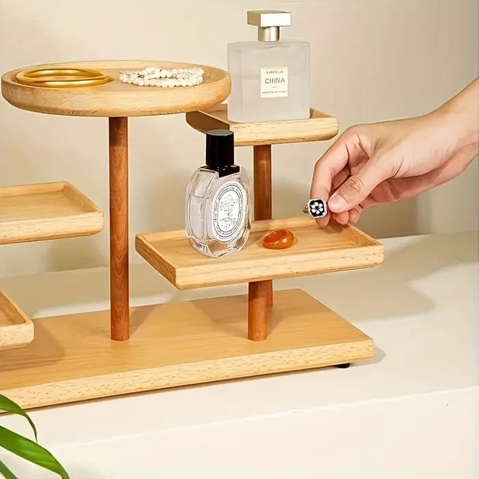 Présentoir en bois avec support de rangement - Boîte