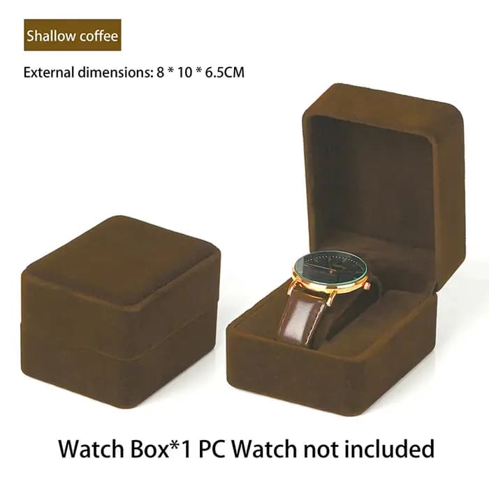 Boîte à montres élégante en velours à coins arrondis pour montres-bracelets, montres connectées, horloges, accessoires de bijouterie, emballage professionnel