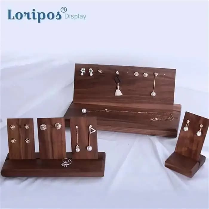 Vitrine oreille goujon support de rangement boucle d'oreille étagère noir noyer porte-bijoux fendu boucles d'oreilles